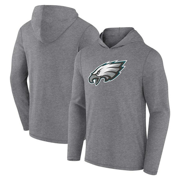 Men's Philadelphia Eagles Heather Gray Primary Logo Long Sleeve Hoodie